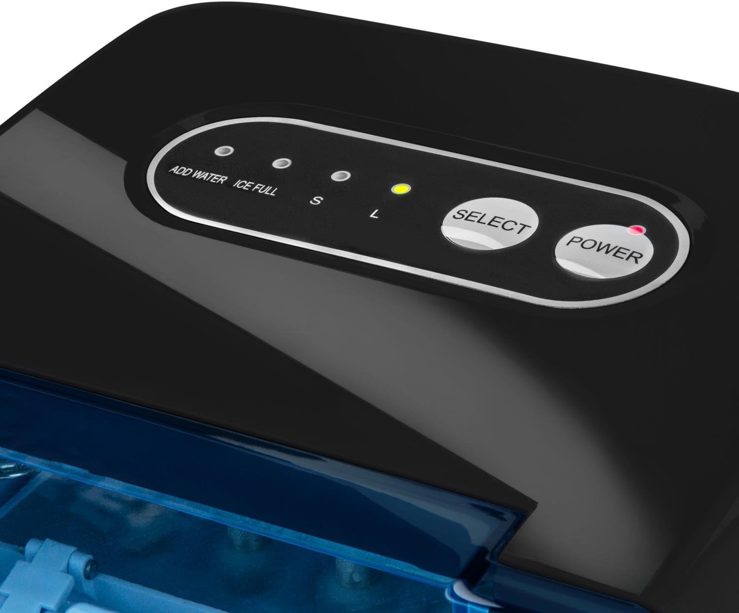 Klarstein On-The-Rocks - Eismaschine, Eiswürfelbereiter, Eiswürfelmaschine, 12 kg / 24 h, 120W, 2 Würfelgrößen, 6-12 min, 2,1 Liter Wassertank, Selbstreinigungsprogramm, Edelstahl, schwarz
