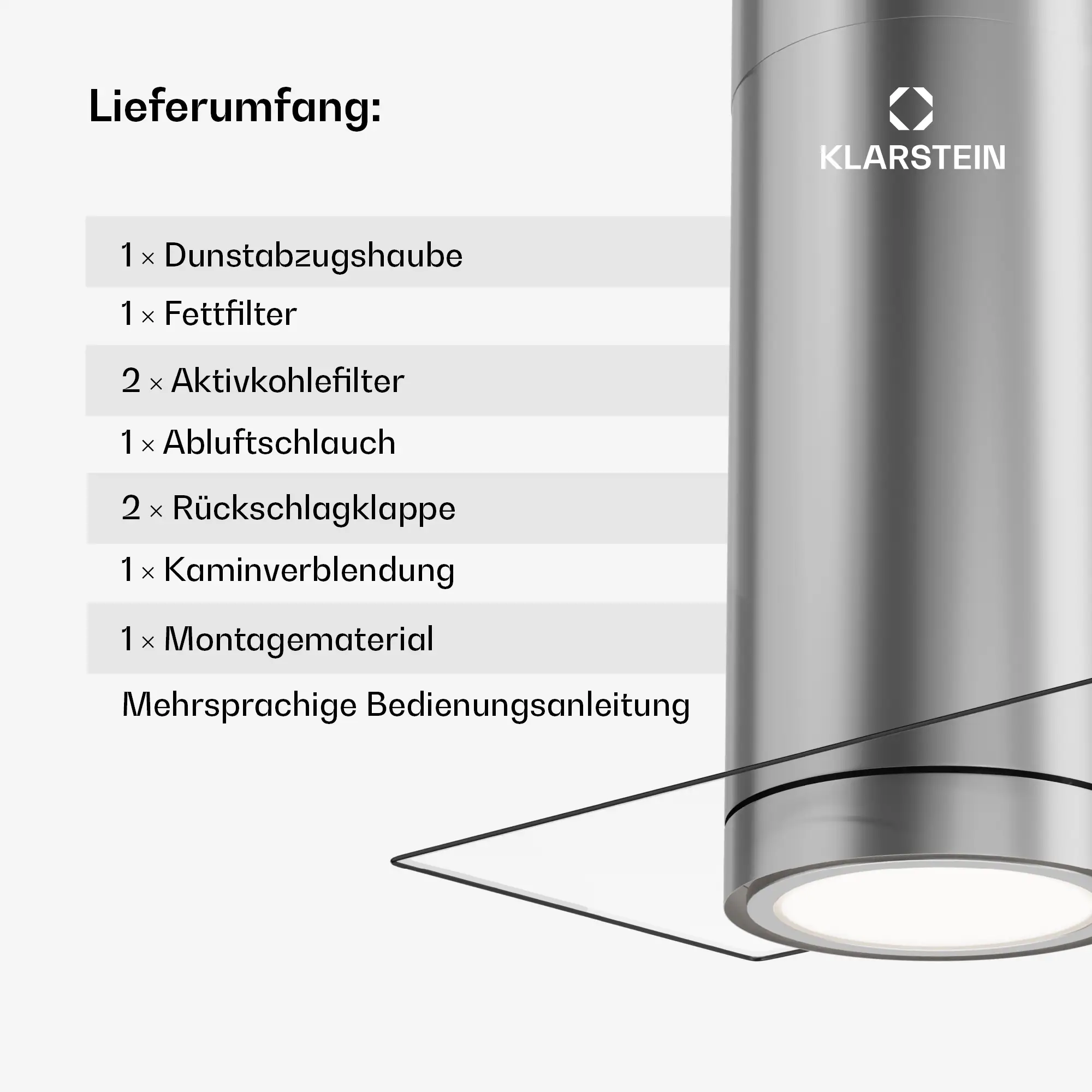 Beretta Premium Inselabzugshaube App Ab-/Umluft 544m³/h LED Aktivkohlefilter Edelstahl