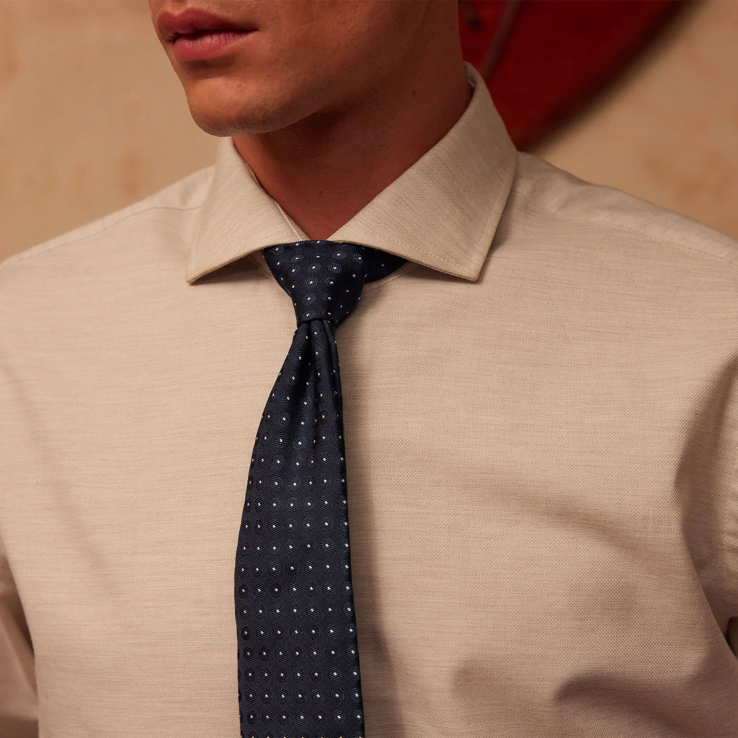 Navy polka dot tie