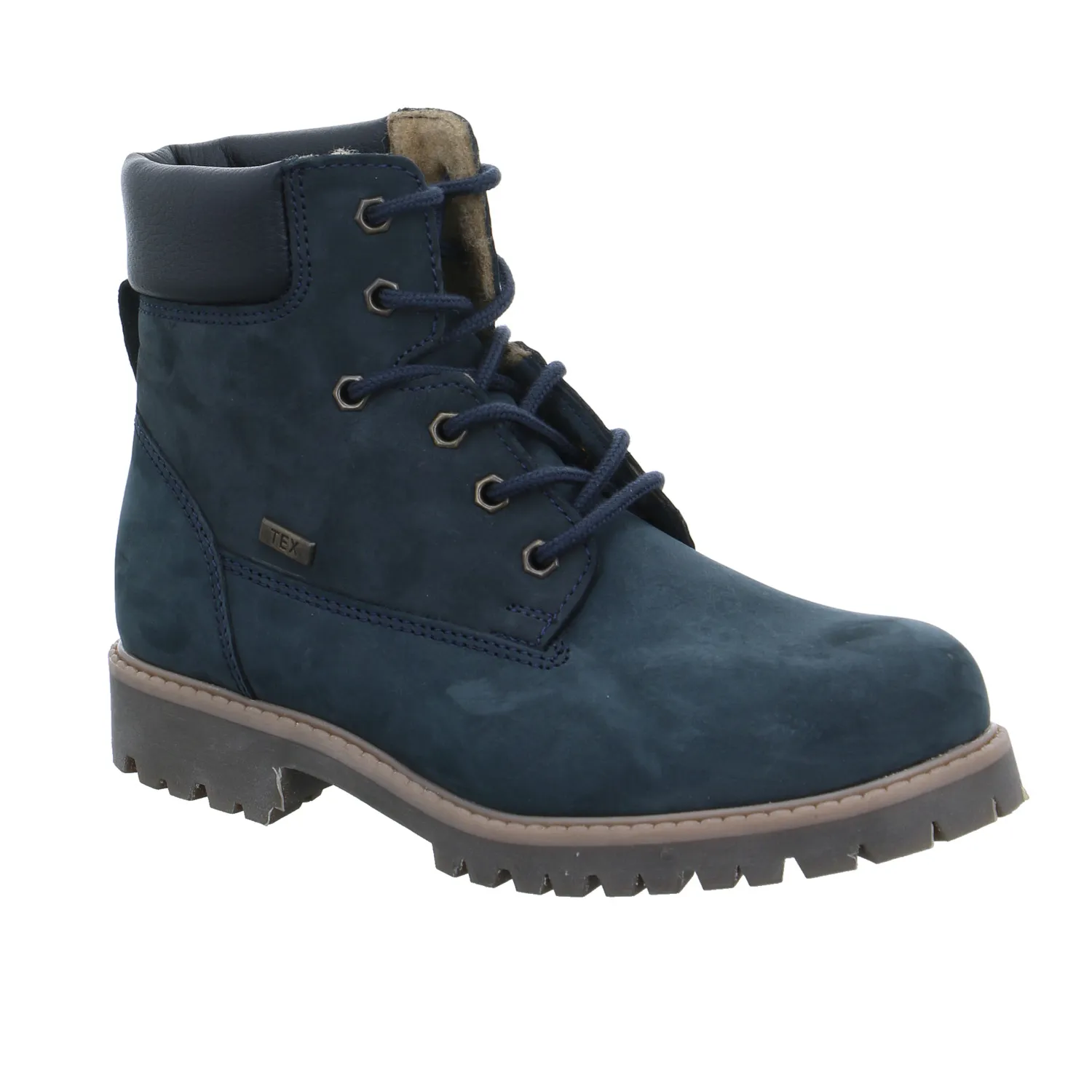 SABALIN Jungen-Winter-Bottine Blau Leder  Schnür-Boot