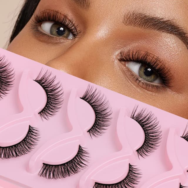 5D Faux Mink øjenvipper, naturligt look falske øjenvipper pakke med 5 par