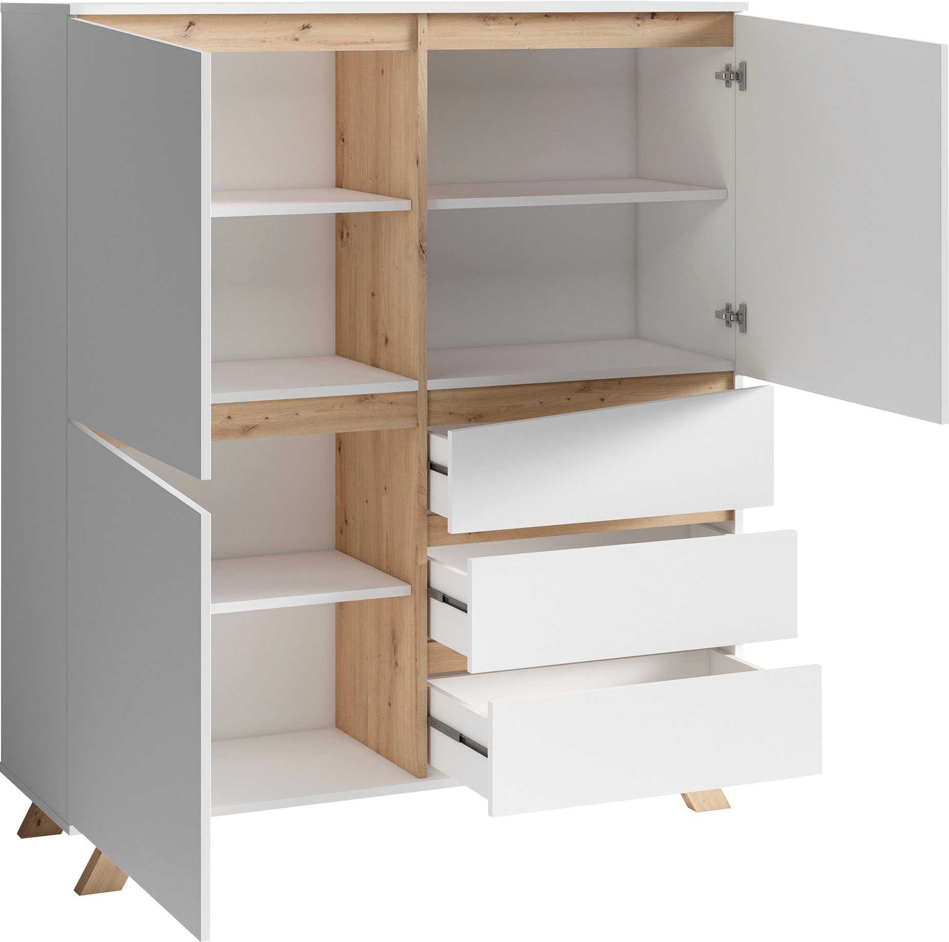 INOSIGN Highboard »Valentin« 3 Schubkästen und 3 Türen, Breite 120cm in modernem Scandi - Design