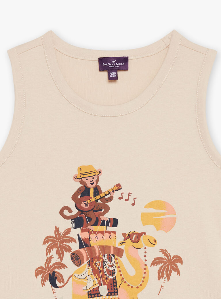 Débardeur sable à motifs chameau et singe