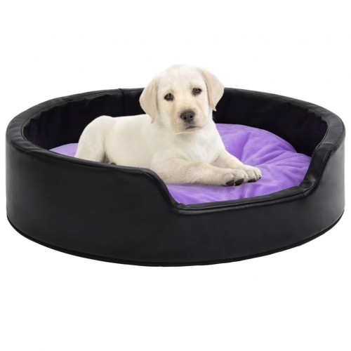 Cama preta e violeta vidaXL com almofada para cães e gatos