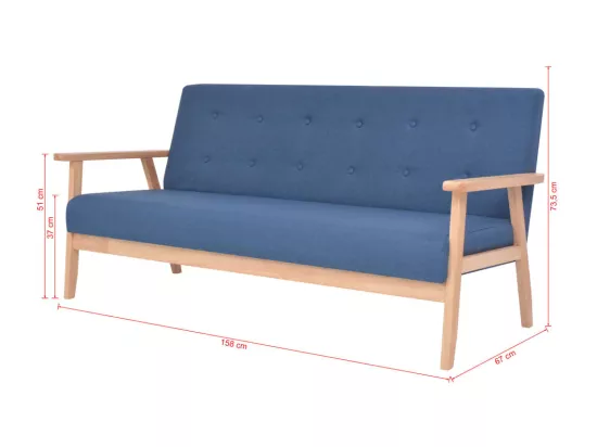 NETTLIFE Ensemble de canapé 2 pcs Tissu bleu