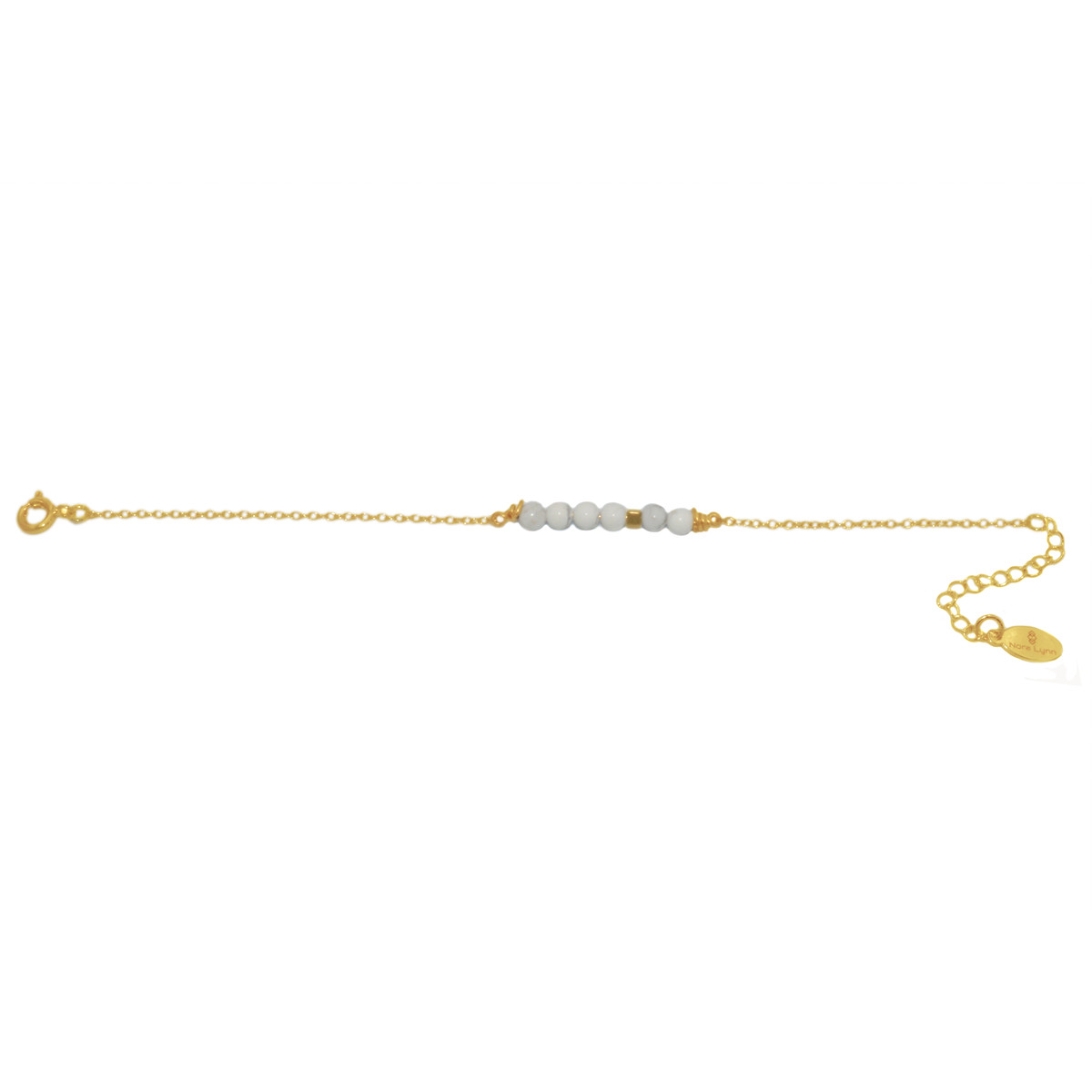 Bracelets  de Perles semi-précieuse d'howlite et  d'hematite-Doré à l'or fin