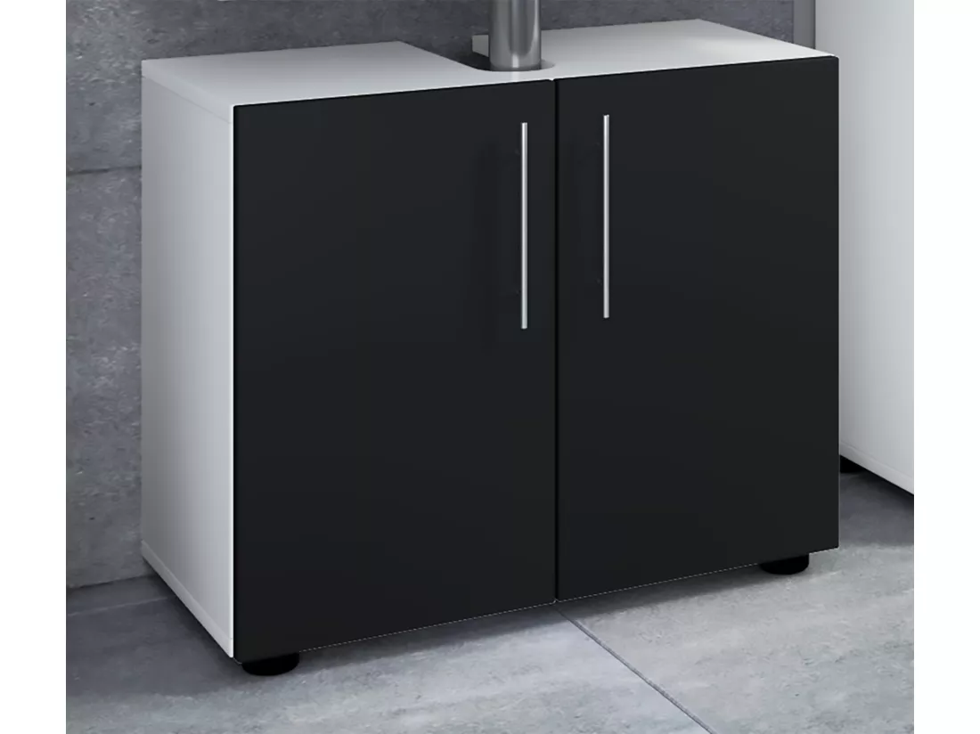 Armoire basse de salle de bain en bois Flandu ll Portes battantes