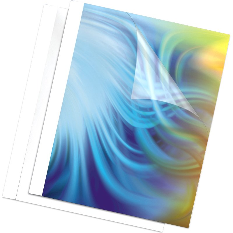 Couvertures de thermosoudure dos 4mm carton 200g Fellowes blanches - Paquet de 100