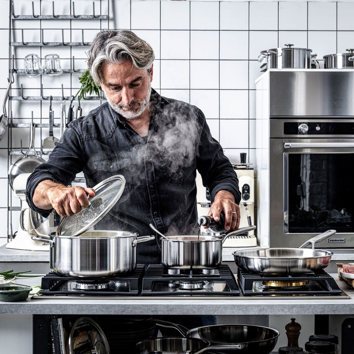Cookware Collection Kasserolle med lokk, rustfrit stål 2,1 liter, 18 cm
