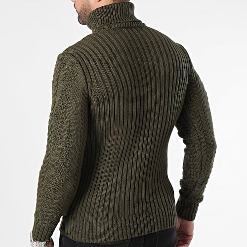 Pull Col Roulé Vert Kaki