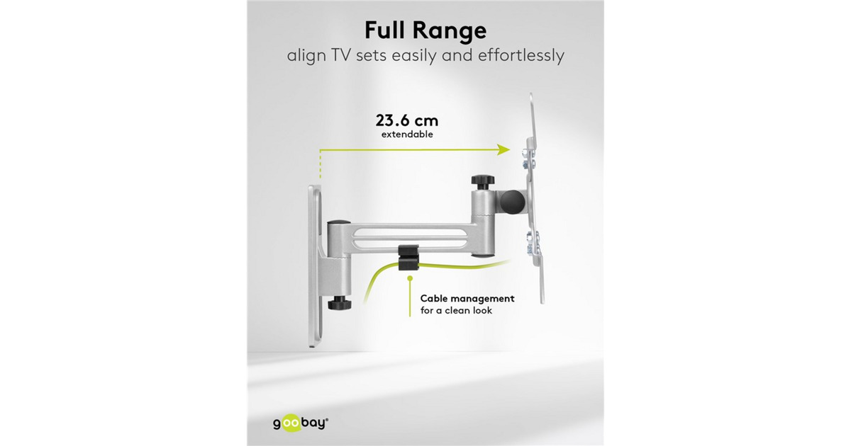 goobayTV Wall Mount Caravan FULLMOTION (M), 13 to 43 inch wandmontage   (Zilver)