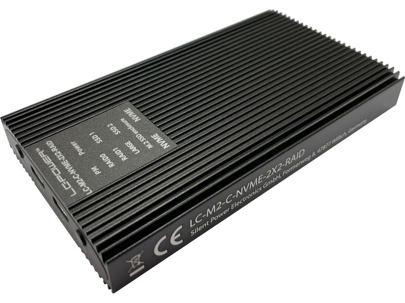 LC-Power Externes Gehäuse LC-M2-C-NVME-2X2-RAID M.2/U.2 SSD Hochwertiges, kompaktes und portables Gehäuse