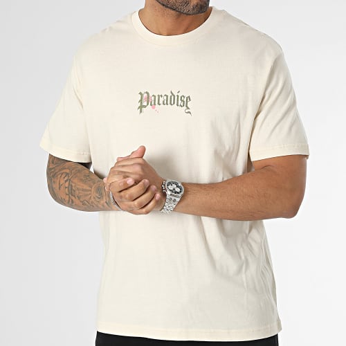 Tee Shirt Oversize Large Paradise Palm Beige Vintage