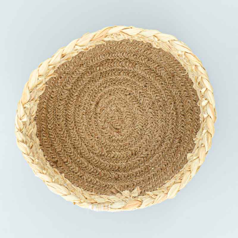 Corbeille de rangement 'Vahina' ronde beige