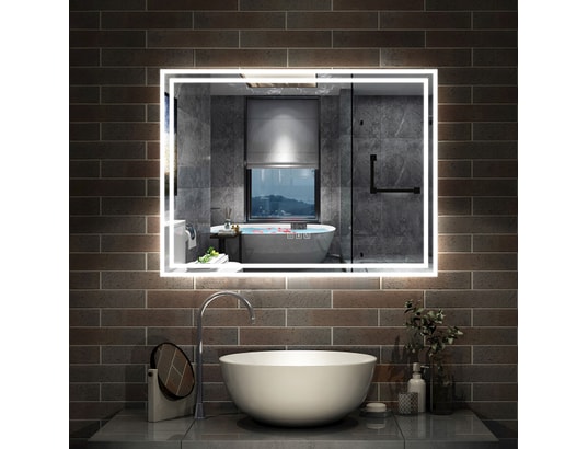 AICA SANITAIRE - Aica 160x80cm bluetooth led miroir salle de bain tricolore t...