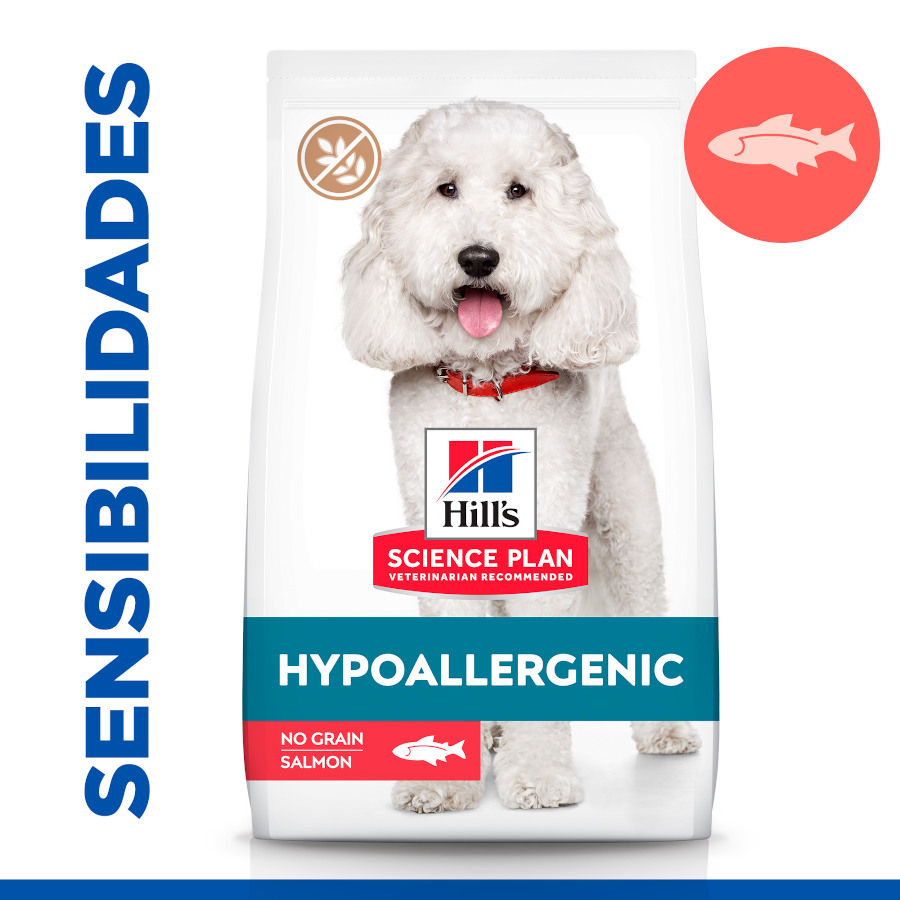 Ração para cães Hill's Science Plan Adult Medium, hipoalergênica, com salmão.
