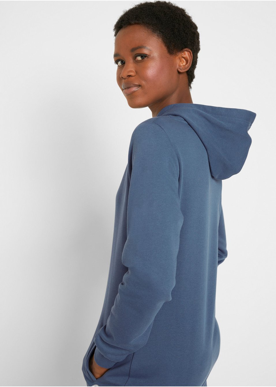 Sweat-shirt long à capuche, manches longues