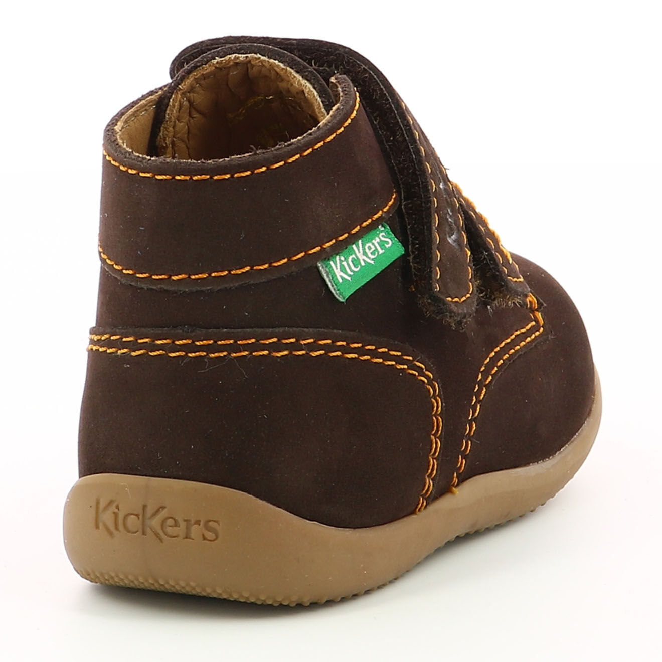 Kickers Bottillons en Velours de Cuir Bonkro marron foncé