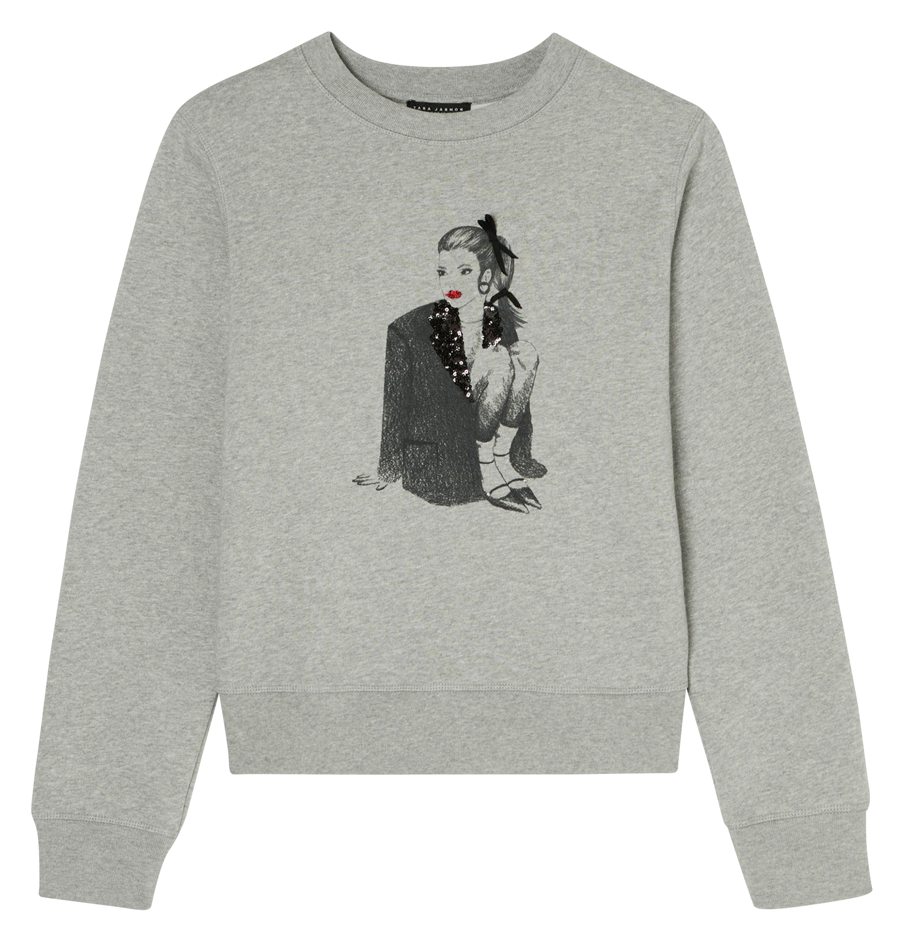 PAULINE - Pull imprimé en coton| Gris