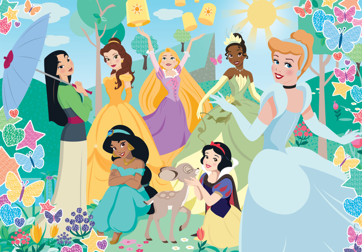 Disney Princess Puslespil - Glitter Effect - Clementoni - 104 Brikker