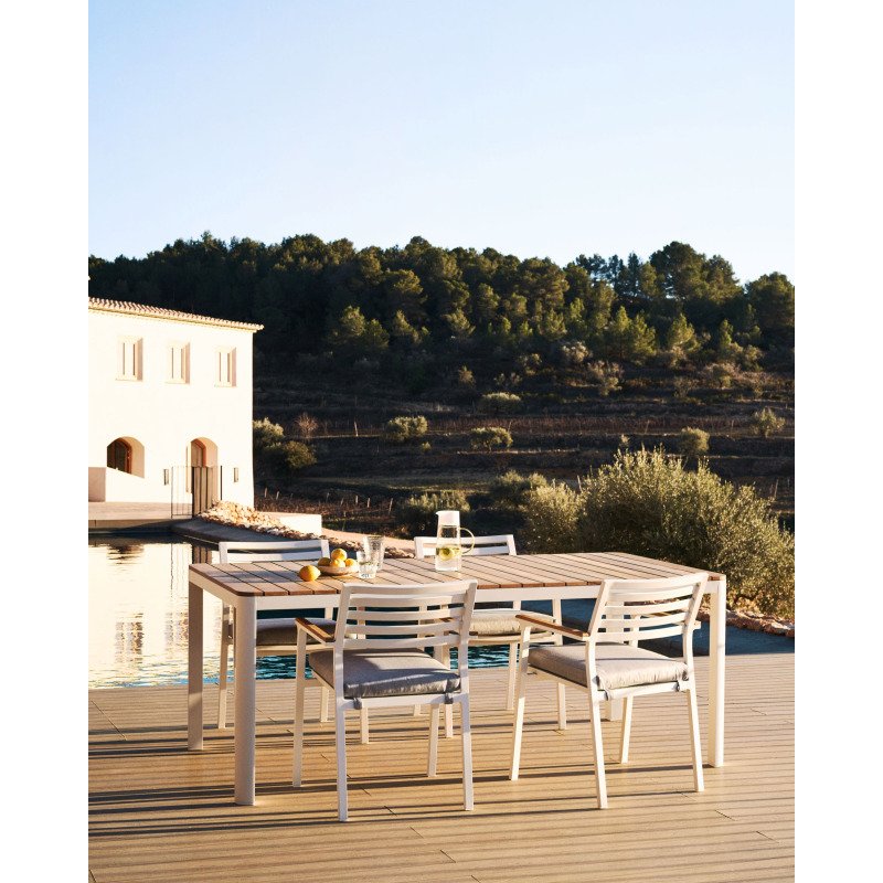 Chaise d'extérieur Bona - aluminium - accoudoirs en bois de teck massif