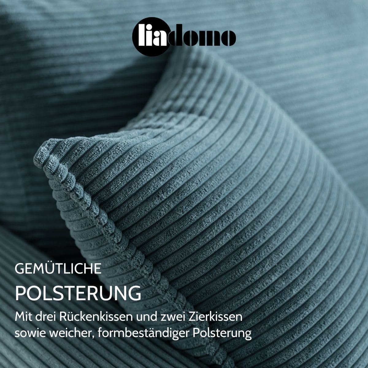 Sofa Hilary Mink, modernes Ecksofa, Cordbezug in Beige, Ottomane rechts, Couch mit hohem Sitzkomfort, pflegeleicht & formstabil, Metallfüße, Sofa in L-Form rechts, Made in Europe
