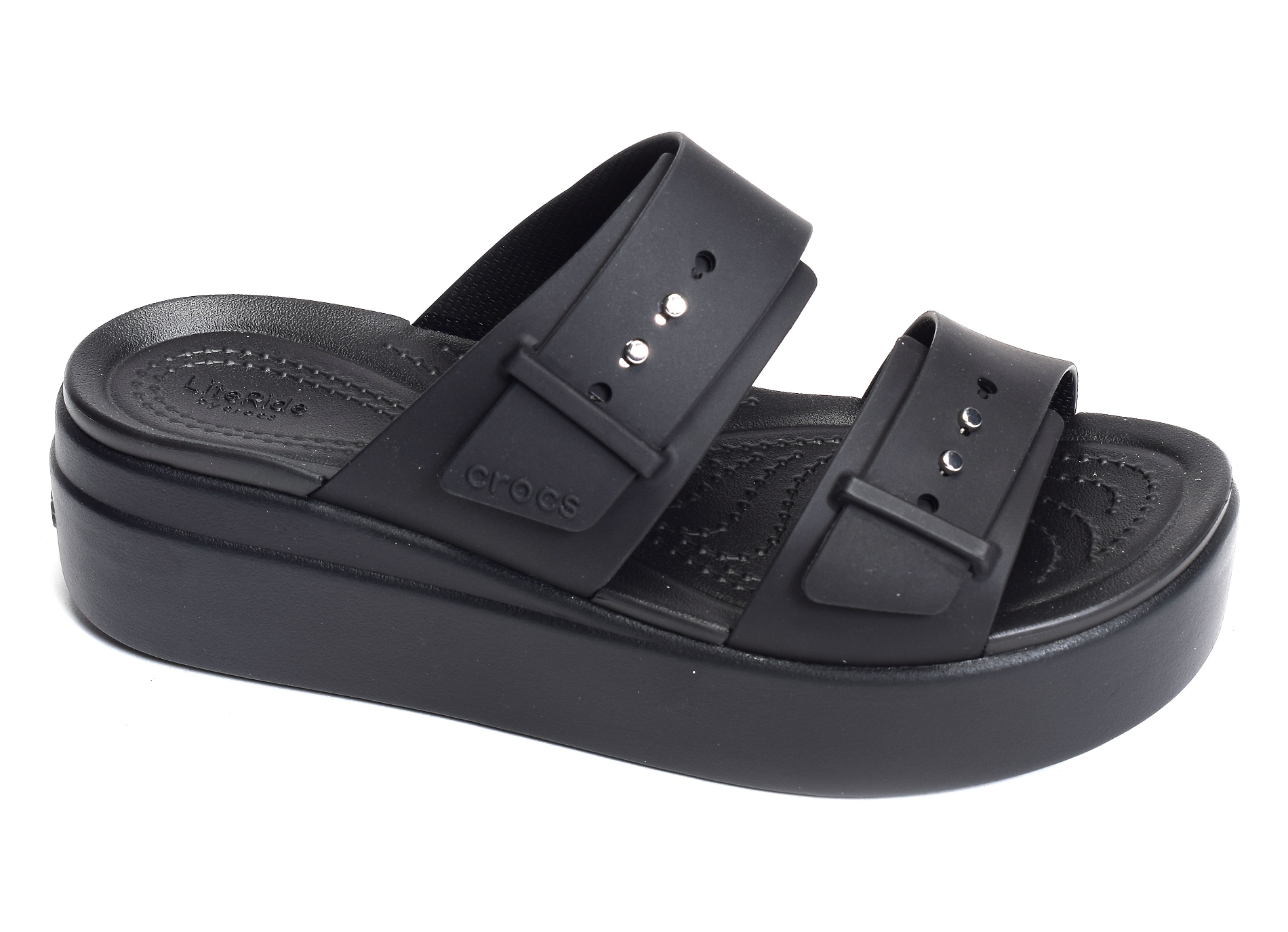 Brooklyn buckle low wedge noir
