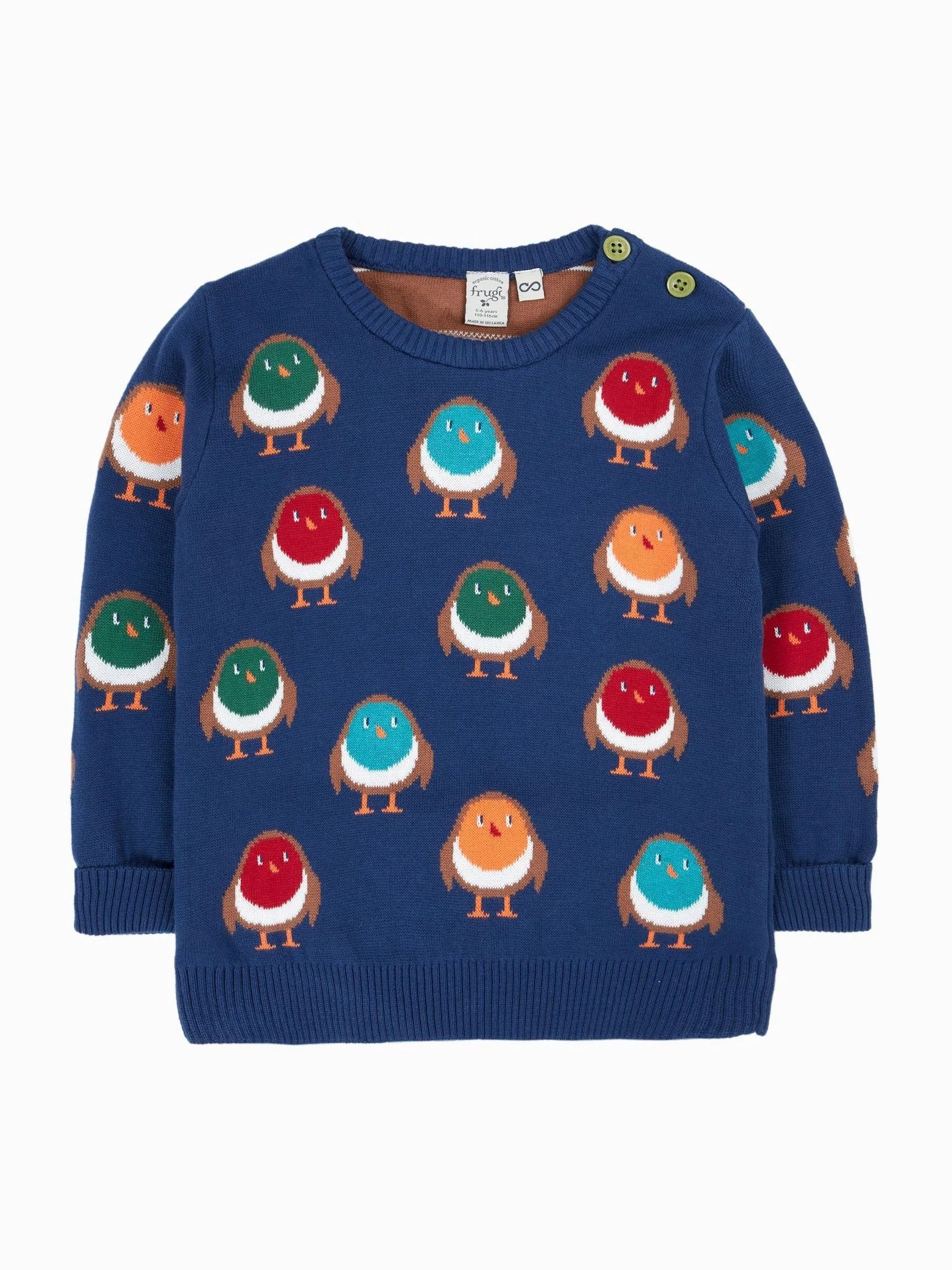 Frugi Blauwe Vrolijke Kerstmis Gebreide Trui