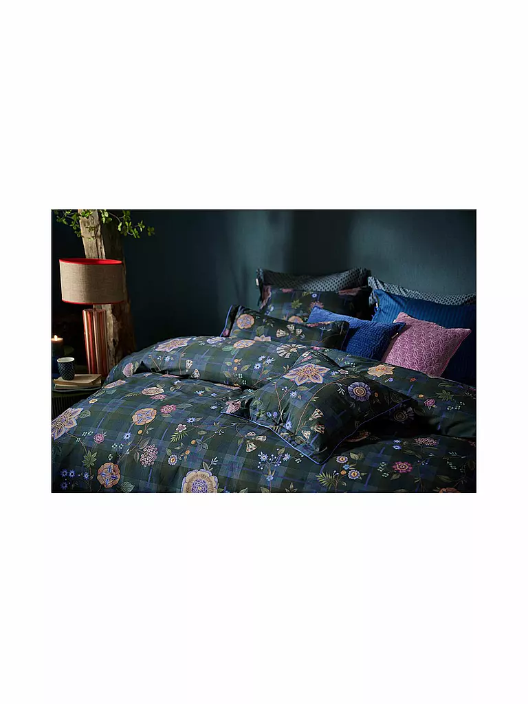 PIP STUDIO Perkal Bettwäsche FLORES FELICES 70x90cm/140x200cm Dark Blue dunkelblau