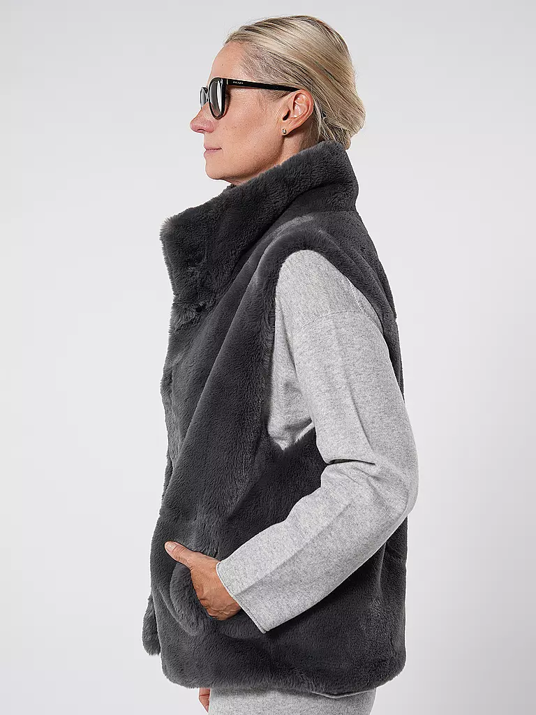 RINO&PELLE Gilet in Felloptik LISON grau