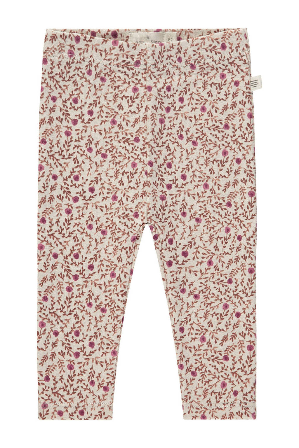 A Tiny Story baby regular fit broek met all over print beige/roze