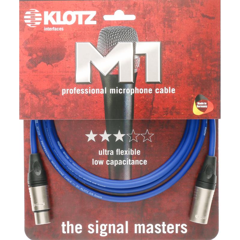 Klotz M1 K BL microfoonkabel 3p XLR F/M blauw 7.5 meter