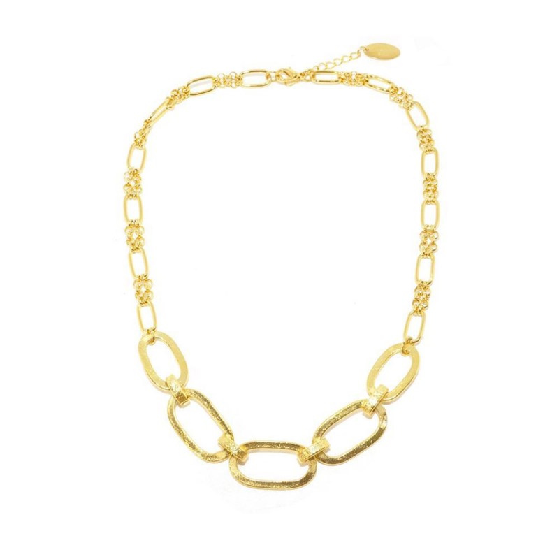 Collier ras du cou en plaqué or fait main avec chaîne en mailles de différentes tailles - Bijou de créateur