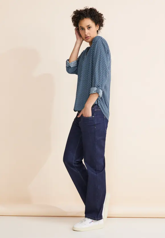 Viskose Printbluse - light spring blue
