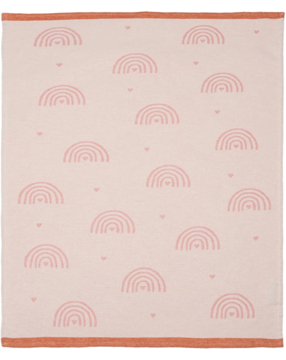 Babydecke LIMA - REGENBÖGEN (65x90) in weiß/rosa