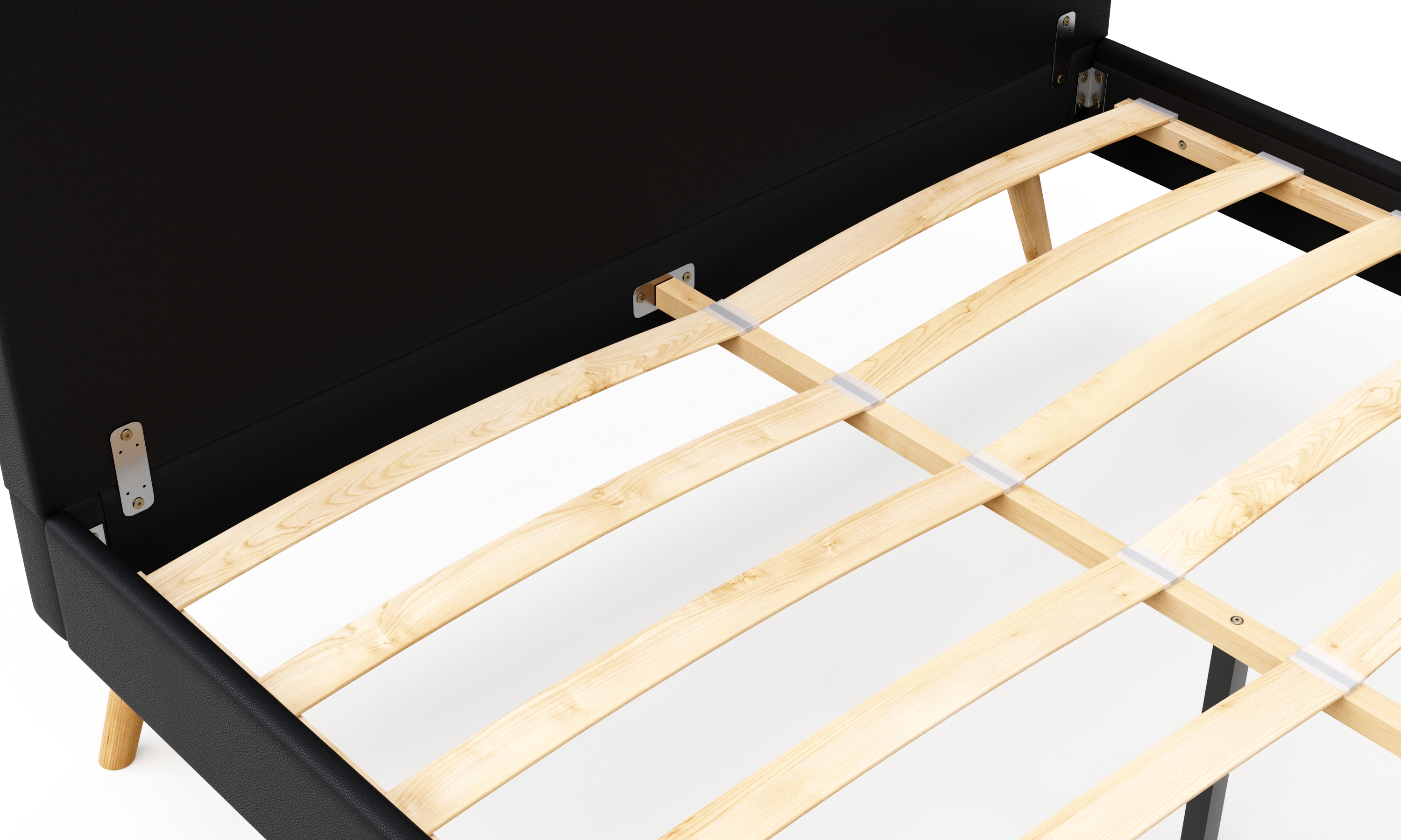 Lederbett ELVAR 140 x 200 cm schwarz
