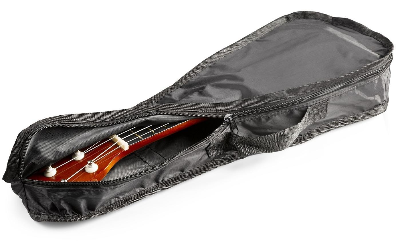 Ukulele UKEY Set Soprano Dunkel Natur 21 ZollSopranukulele mit Tasche und Zubehör