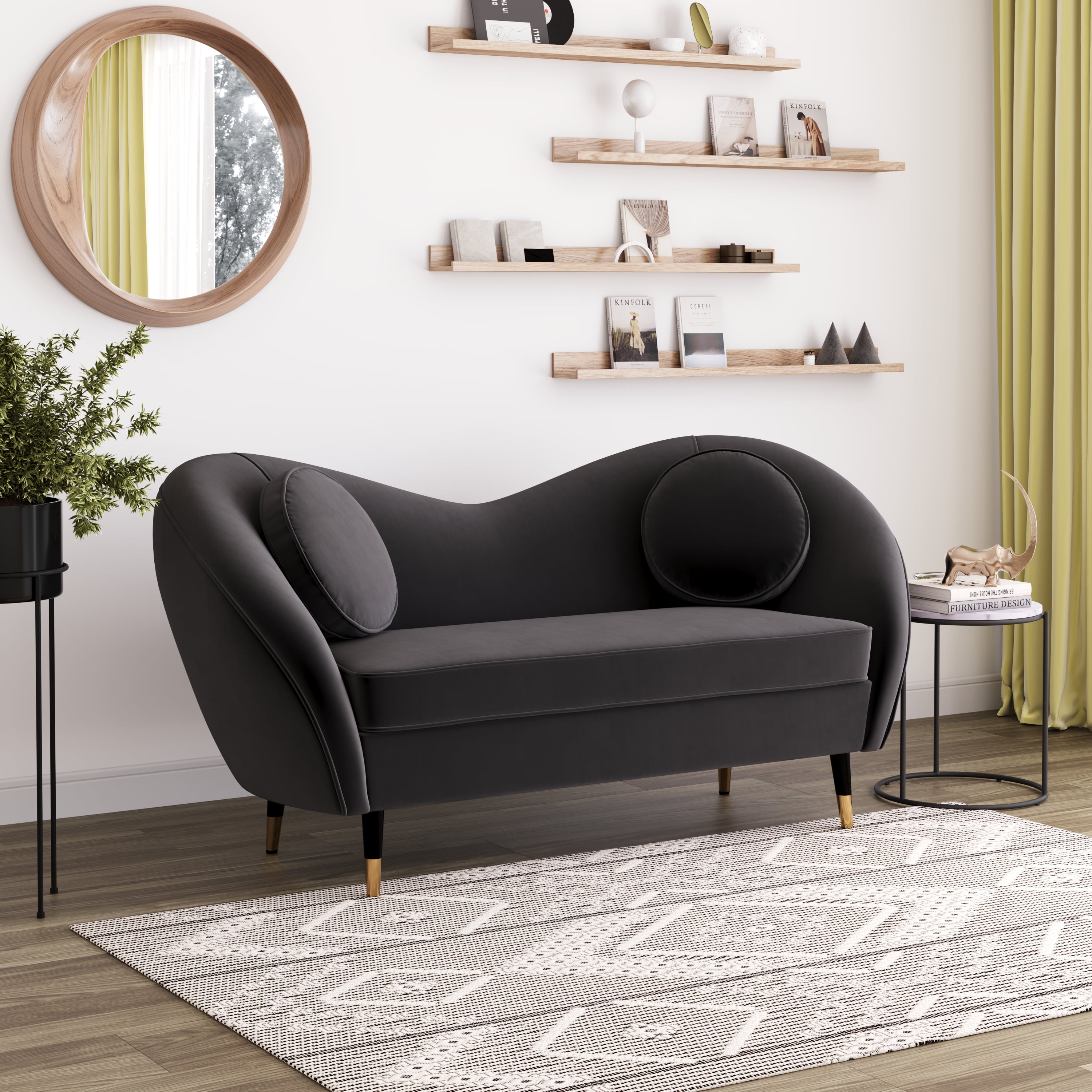 Sofa Samt DAPHNE 2-Sitzer anthrazit