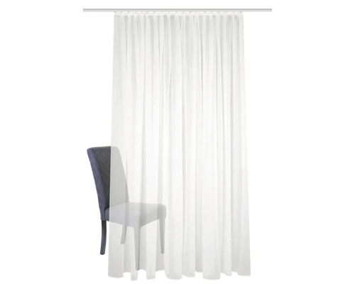 Gordijn met plooiband Sablio uni wit licht glanzend 175x450 cm