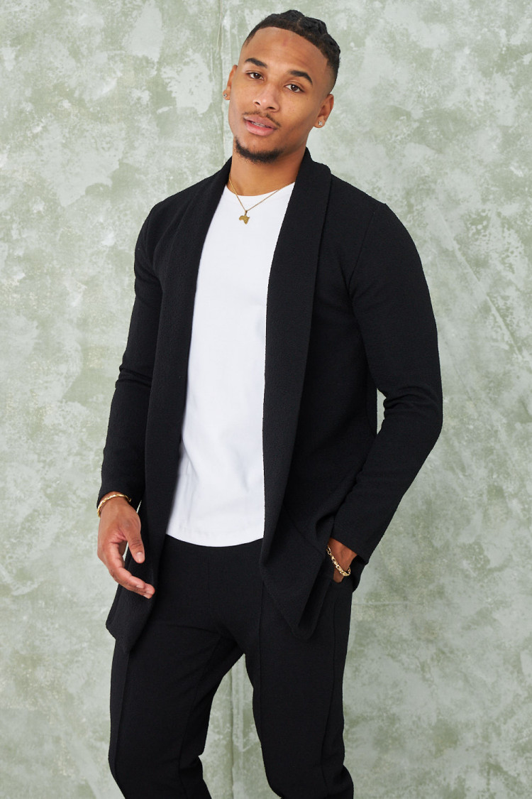 Ensemble 2 pièces gilet + pantalon noir texturé