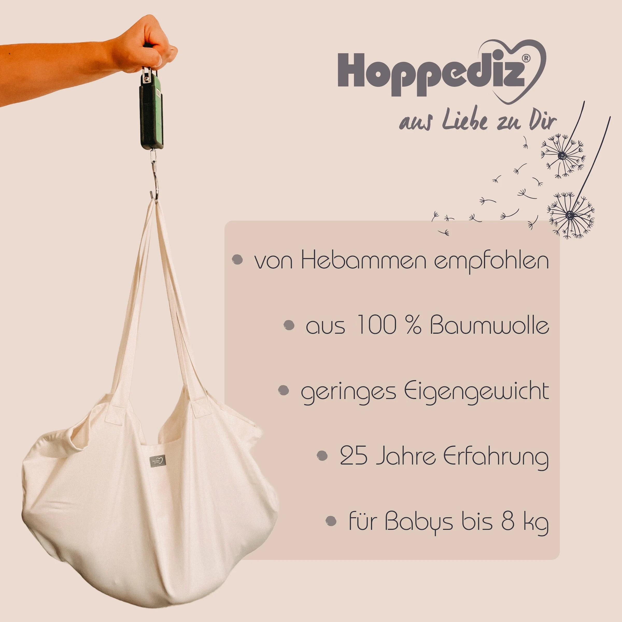 HOPPEDIZ® Baby Wiegetuch für Hängewaagen Los Angeles türkis