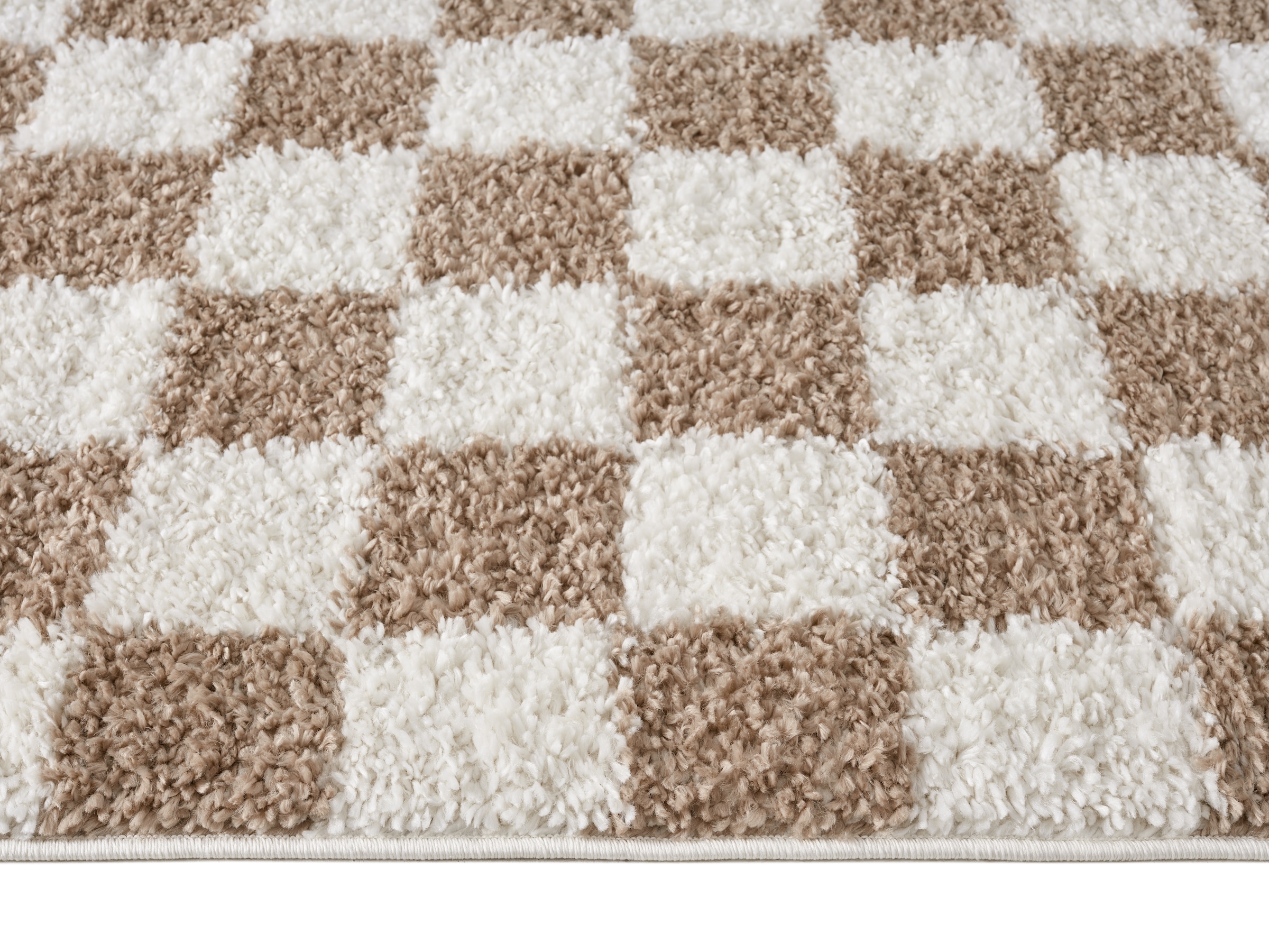 GOODproduct Hochflor-Teppich »Kiiki, Karo-Muster« rechteckig 30 mm Höhe Kariert, auffälliges Schachbrettmuster, Wohnzimmer, Schlafzimmer