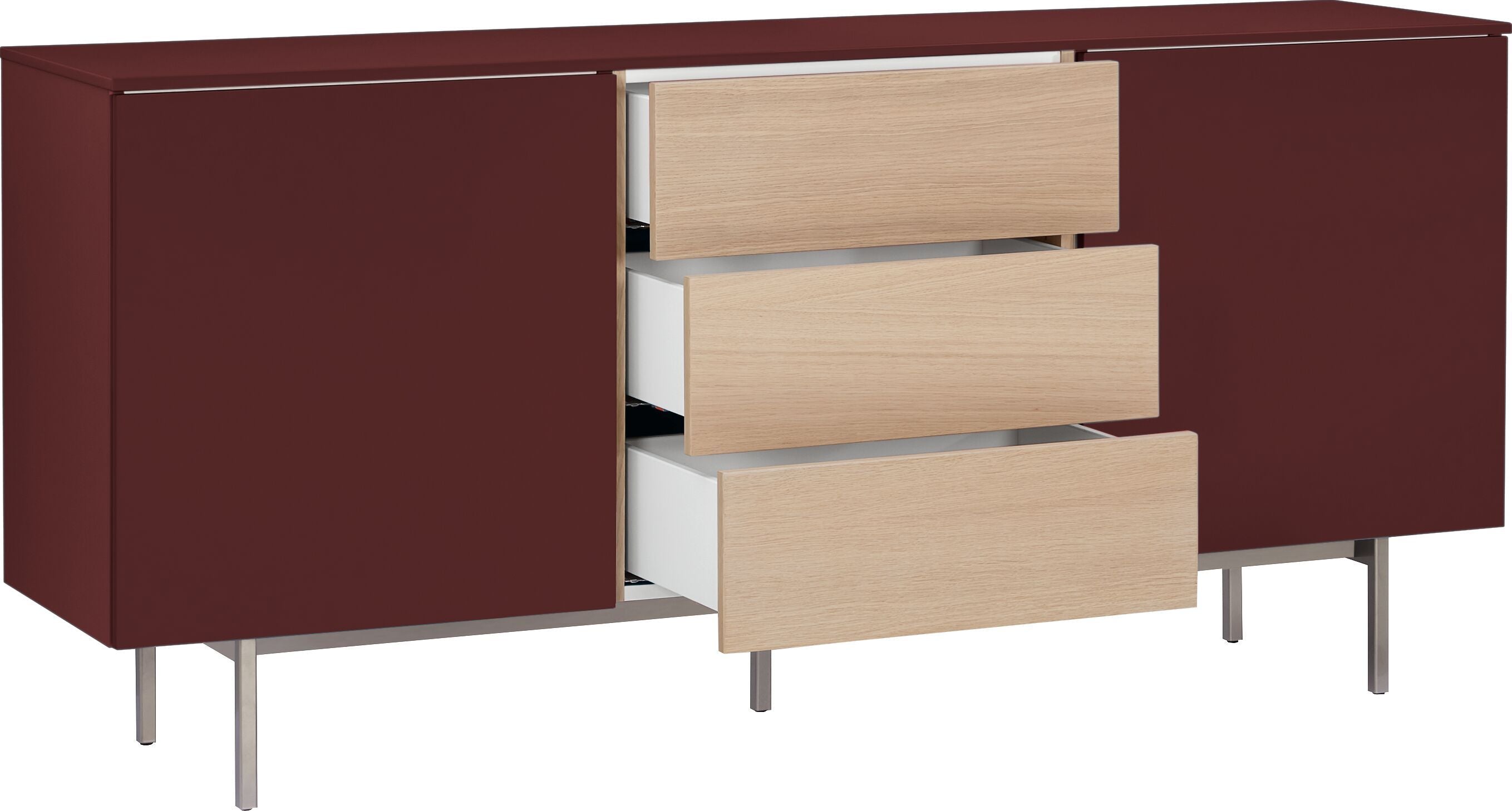 TILL Sideboard - Dunkelrot / B: 168.0 cm x T: 41.0 cm x H: 77.0 cm