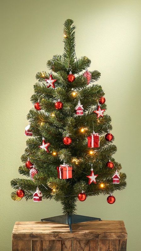 Black Box - Kunstkerstboom Joy - Rood - 90 cm - 30 LED Lichtjes