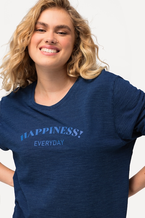 Shirt, Schriftmotiv, V-Ausschnitt, Langarm