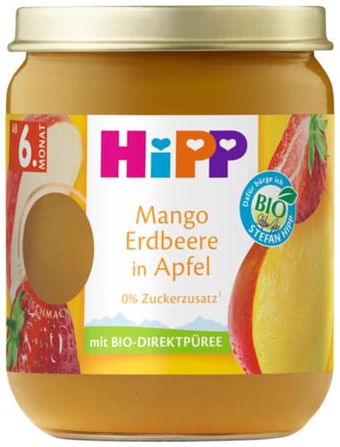 HiPP Bio Früchte Mango Erdbeere in Apfel