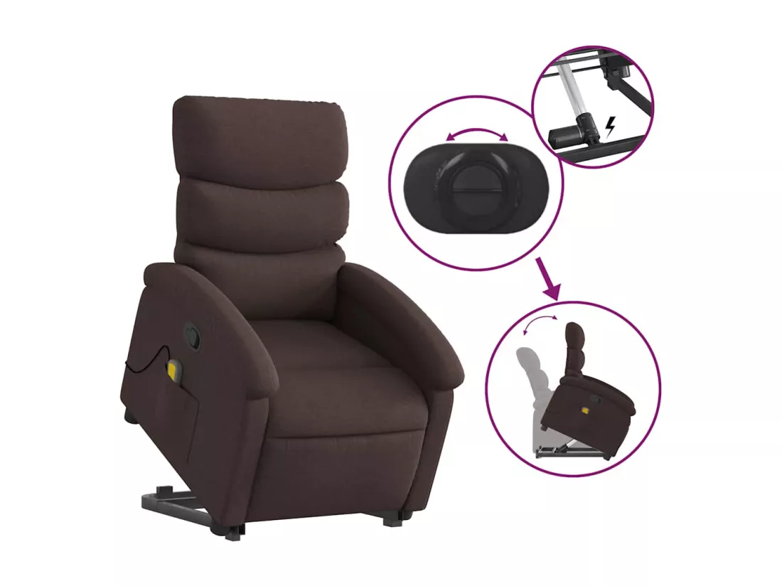 Fauteuil inclinable massant Marron foncé Tissu