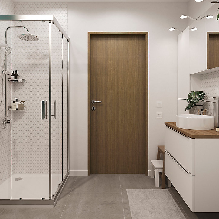 Bloc-porte Alpille effet noyer naturel H.204 x l.83 cm, réversible