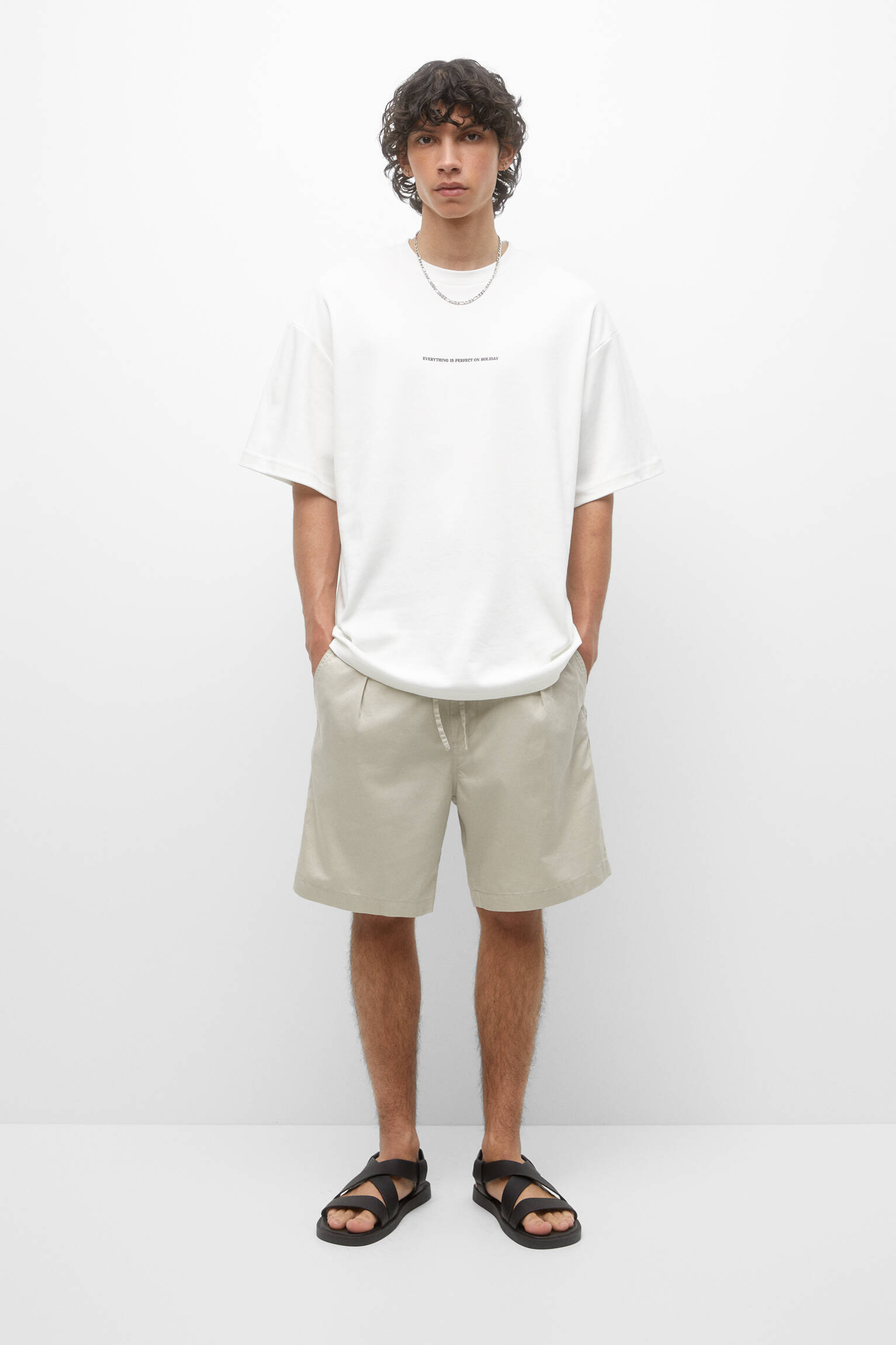 CAMISETA DE LÃ COM ESTAMPA - BRANCA SUJA