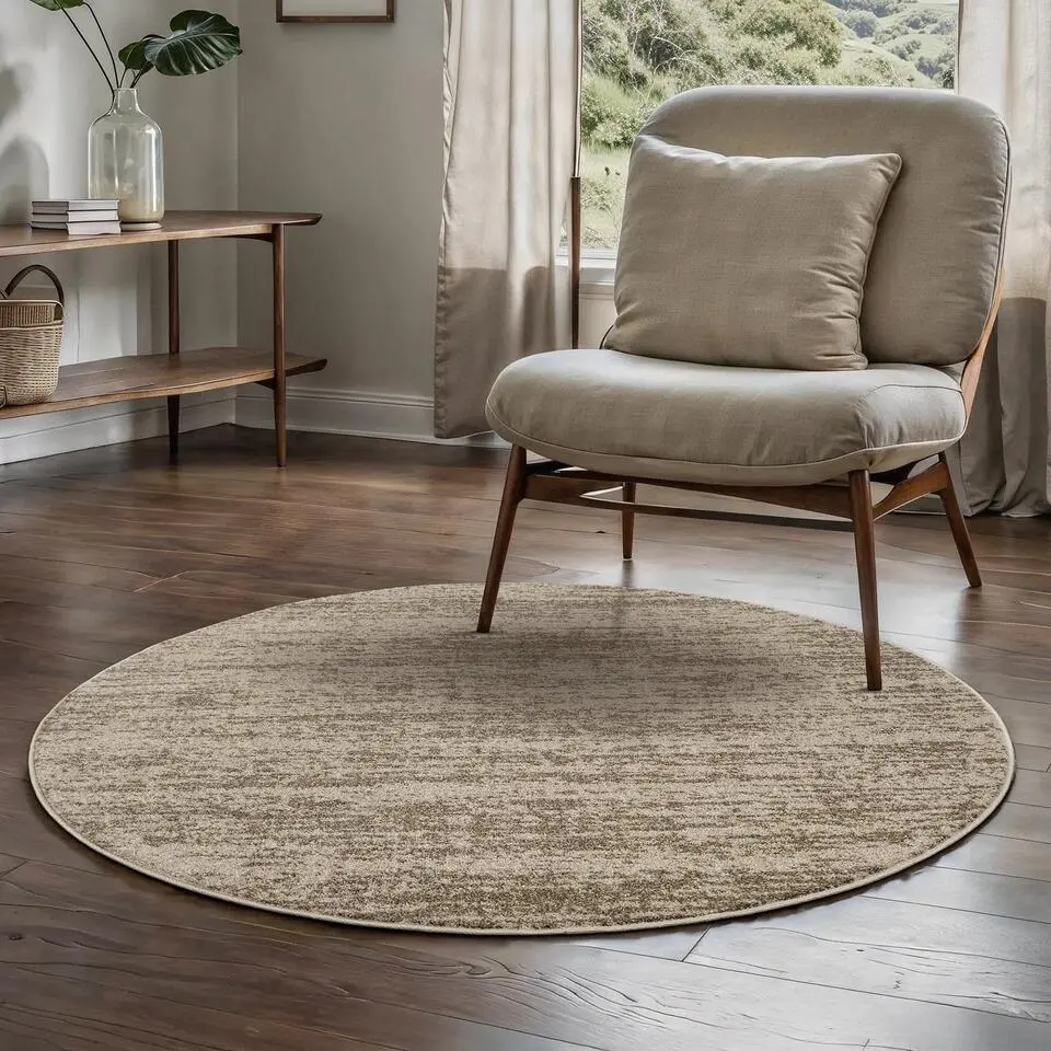 Relax Oslo - Laagpolig Effen Vloerkleed - Beige - 150 CM ROND